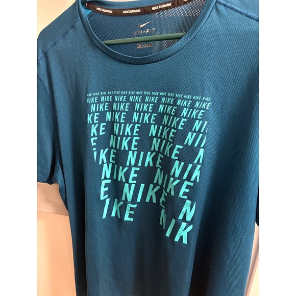 Nike Other - Nike Running Dri-FIT‎ Teal Blue Graphic Logo Performance Shirt 2XL 929479-474